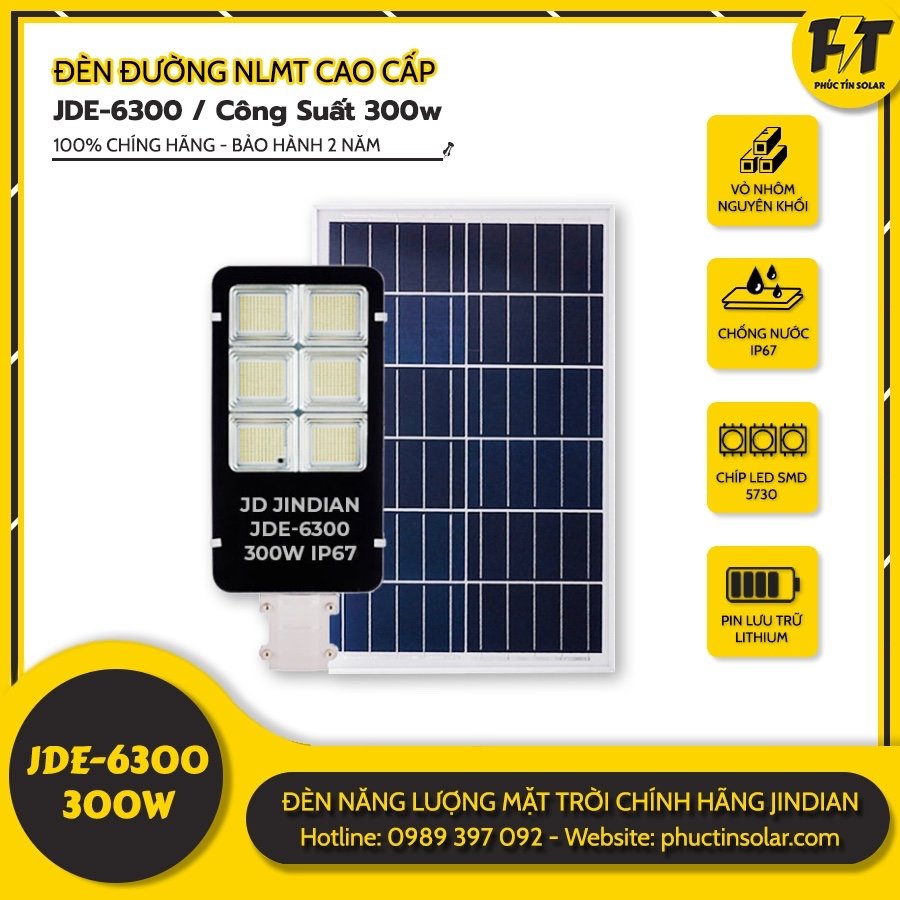 Đèn đường năng lượng mặt trời 300W JDE-6300